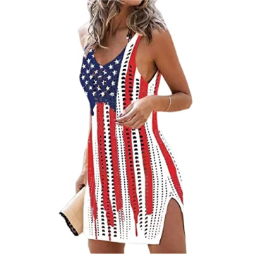 Stylish AIMITAG American Flag Women's Cover Up Dress