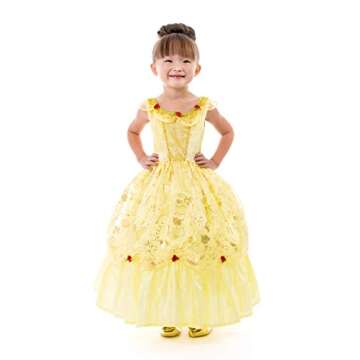 Little Adventures Yellow Beauty Princess Dress Up Costume (Medium Age 3-5) - Machine Washable Child Pretend Play and Party Dress with No Glitter