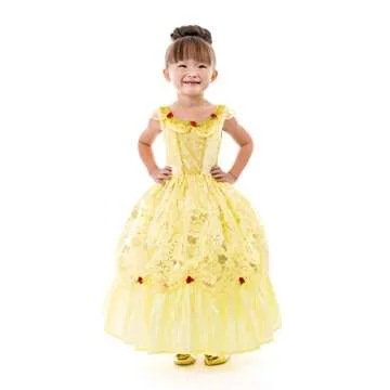 Little Adventures Yellow Beauty Princess Dress Up Costume (Medium Age 3-5) - Machine Washable Child Pretend Play and Party Dress with No Glitter