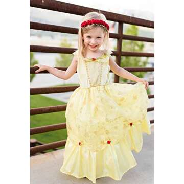 Little Adventures Yellow Beauty Princess Dress Up Costume (Medium Age 3-5) - Machine Washable Child Pretend Play and Party Dress with No Glitter