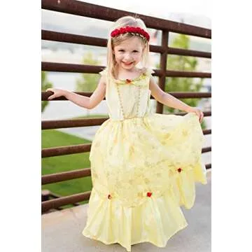 Little Adventures Yellow Beauty Princess Dress Up Costume (Medium Age 3-5) - Machine Washable Child Pretend Play and Party Dress with No Glitter