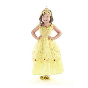 Little Adventures Yellow Beauty Princess Dress Up Costume (Medium Age 3-5) - Machine Washable Child Pretend Play and Party Dress with No Glitter