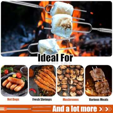 Briout Extendable Stainless Steel Roasting Sticks - Smores Sticks for Fire Pit Long 32 Inch, Smore S...