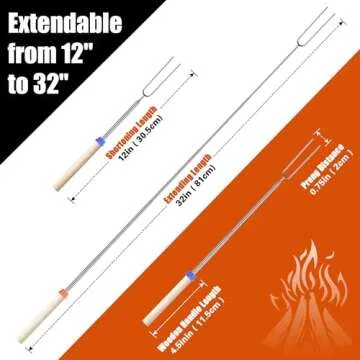 Briout Extendable Stainless Steel Roasting Sticks - Smores Sticks for Fire Pit Long 32 Inch, Smore Skewers Hot Dog Fork Campfire Accessories, Camping Essentials for S'mores - 10 Pack