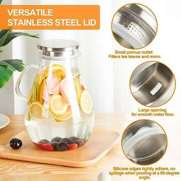 1 Gallon Glass Pitcher with Lid for All Occasions