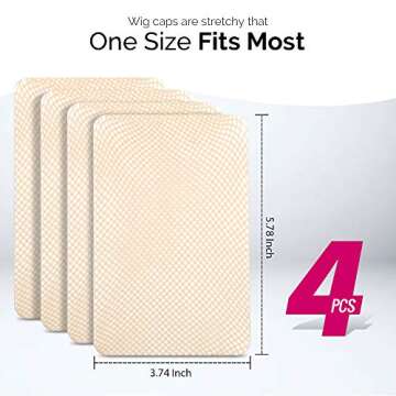 FANDAMEI Wig Cap, 4PCS Light Brown Mesh Wig Cap Net, Closed End Hair Mesh Net Wig Caps, Liner Weavin...