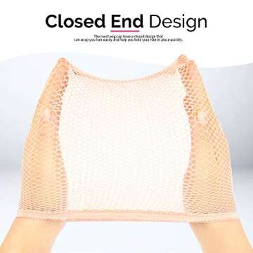 FANDAMEI Wig Cap, 4PCS Light Brown Mesh Wig Cap Net, Closed End Hair Mesh Net Wig Caps, Liner Weaving Caps for Women, Men, Kids