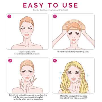 FANDAMEI Wig Cap, 4PCS Light Brown Mesh Wig Cap Net, Closed End Hair Mesh Net Wig Caps, Liner Weaving Caps for Women, Men, Kids