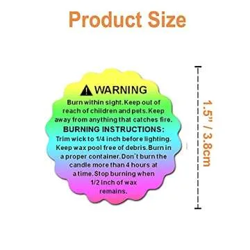Holographic Candle Warning Labels 1.5inch,1008pcs Candle Stickers Jar Container Wax Melt Safety Labels for Soy Wax Candle Making Wax Melt Molds