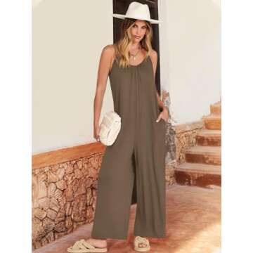 ANRABESS Women Summer Casual Sleeveless Spaghetti Strap Boho Wide Leg Jumpsuits Rompers Dressy 2075 ...