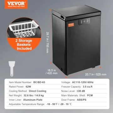 Compact 3.5 Cu.ft VEVOR Chest Freezer for Any Space