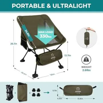 ATEPA Lightweight Folding Camping Chair for Outdoor Use