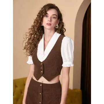 Stylish Chocolate Brown Crop Vest Jacket for Women