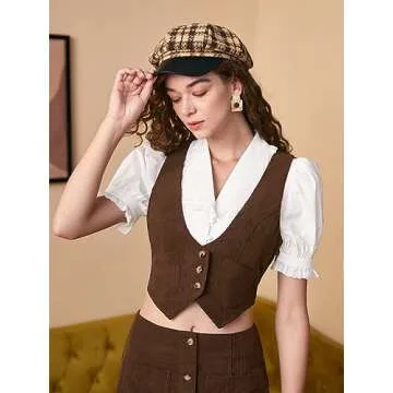 Stylish Chocolate Brown Crop Vest Jacket for Women