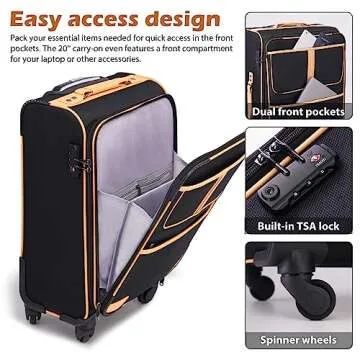Coolife Luggage 4 Piece Set Suitcase Expandable with TSA Lock and Spinner Wheels