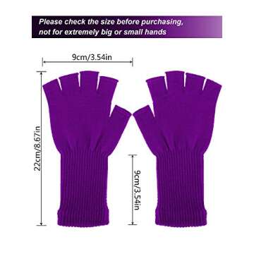 2 Pairs Unisex Fingerless Gloves Half Finger Stretchy Knit Gloves Lengthen Wrist Mittens Winter Warm...