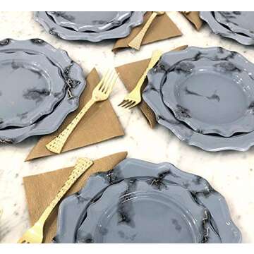 Elegant Tiger Chef 96 Pack Disposable Plate Set for Parties