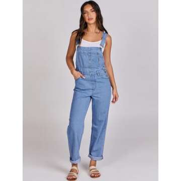 ANRABESS Womens Jean Overalls Loose Fit Adjustable Strap Denim Jumpsuits Rompers Bib Overall 2025 Sp...