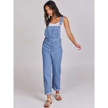 ANRABESS Womens Jean Overalls Loose Fit Adjustable Strap Denim Jumpsuits Rompers Bib Overall 2025 Spring Fashion Work Outfits Washed Blue X-Large