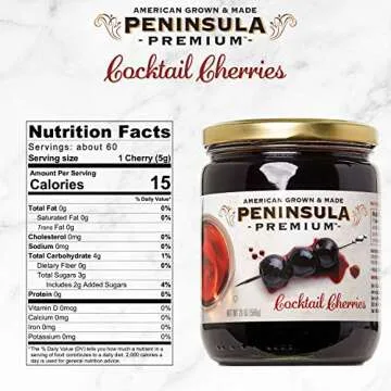 Peninsula Premium Cocktail Cherries | Award Winning | Deep Burgundy-Red | Silky Smooth, Rich Syrup | Luxe Fruit Forward, Sweet-Tart Flavor | Gourmet | American Grown & Made | 20 Oz