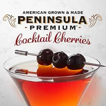 Peninsula Premium Cocktail Cherries | Award Winning | Deep Burgundy-Red | Silky Smooth, Rich Syrup | Luxe Fruit Forward, Sweet-Tart Flavor | Gourmet | American Grown & Made | 20 Oz