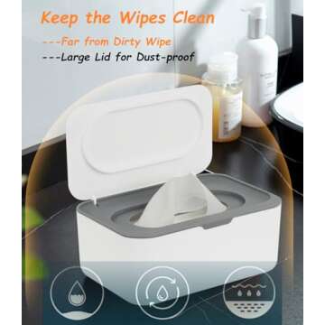 Wipes Dispenser, Wipe Holder for Baby & Adult, Seposeve Refillable Wipe Container, Keeps Wipes Clean...