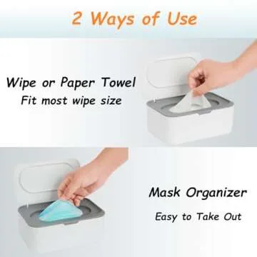 Wipes Dispenser, Wipe Holder for Baby & Adult, Seposeve Refillable Wipe Container, Keeps Wipes Clean. Non-Slip, Easy Pull Wipes Pouch Case, (Grey)