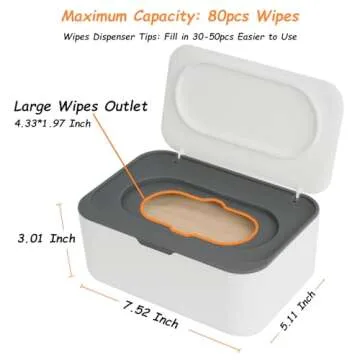 Wipes Dispenser, Wipe Holder for Baby & Adult, Seposeve Refillable Wipe Container, Keeps Wipes Clean. Non-Slip, Easy Pull Wipes Pouch Case, (Grey)