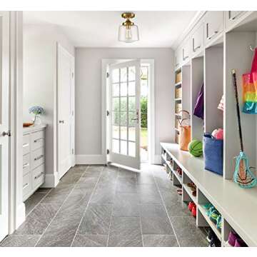 YUBOLE Mid-Century Retro Brass Glass Ceiling Lights Modern Semi Flush Mount Ceiling Lighting Fixture Gold Finish