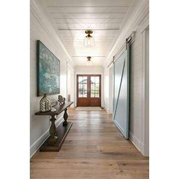 YUBOLE Mid-Century Retro Brass Glass Ceiling Lights Modern Semi Flush Mount Ceiling Lighting Fixture Gold Finish