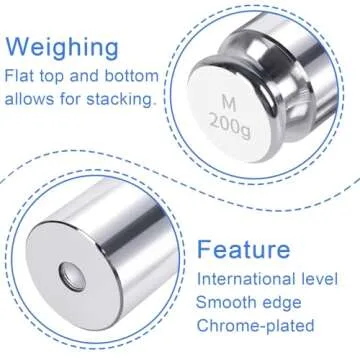 QP Calibration Weights, 200 Gram OIML Class M1 High Precision Scale Weights, Stainless Steel Gram Weights, Chrome Finish, Scale Calibration Weights for Digital Scale, Kitchen Scale, Pocket Scale