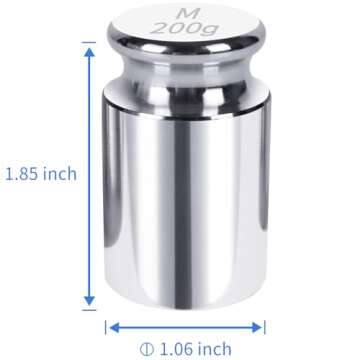 QP Calibration Weights, 200 Gram OIML Class M1 High Precision Scale Weights, Stainless Steel Gram Weights, Chrome Finish, Scale Calibration Weights for Digital Scale, Kitchen Scale, Pocket Scale