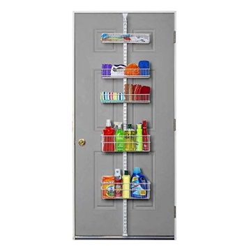 AllSpace Carbon Steel Pantry Organizer Heavy Duty Hanging Over the Door Storage Rack, 5 Wire Baskets...