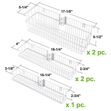 AllSpace Carbon Steel Pantry Organizer Heavy Duty Hanging Over the Door Storage Rack, 5 Wire Baskets, Kitchen Closet Organization - White 240077E
