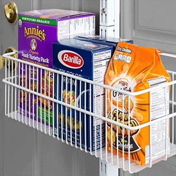 AllSpace Carbon Steel Pantry Organizer Heavy Duty Hanging Over the Door Storage Rack, 5 Wire Baskets, Kitchen Closet Organization - White 240077E