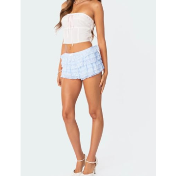 NUFIWI Women Lolita Bloomers Lace Ruffle Shorts
