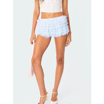 NUFIWI Women Lolita Bloomers Lace Ruffle Shorts