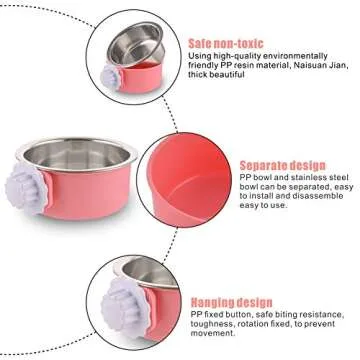 Removable Stainless Steel Pet Bowl for Crate Feeding