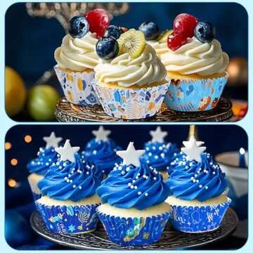 SANNIX 450pcs Hanukkah Cupcake Liners,Chanukkah Dreidel Menorah Cupcake Wrappers Baking Cups Paper Wraps Muffin Liners for Hanukkah Holiday Party Candy Cake Decorations Supplies(9 Designs)