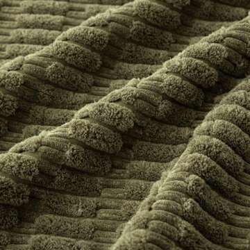 MIULEE Pack of 4 Olive Green Corduroy Decorative Throw Pillow Covers 18x18 Inch Soft Boho Striped Pillow Covers Modern Farmhouse Home Decor for Sofa Living Room Couch Bed