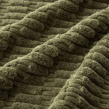 MIULEE Pack of 4 Olive Green Corduroy Decorative Throw Pillow Covers 18x18 Inch Soft Boho Striped Pillow Covers Modern Farmhouse Home Decor for Sofa Living Room Couch Bed