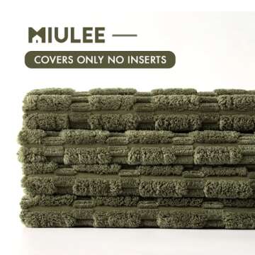 MIULEE Pack of 4 Olive Green Corduroy Decorative Throw Pillow Covers 18x18 Inch Soft Boho Striped Pillow Covers Modern Farmhouse Home Decor for Sofa Living Room Couch Bed