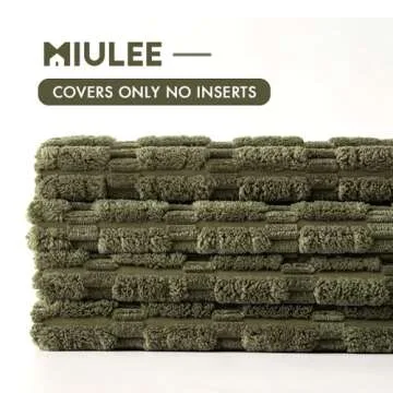 MIULEE Pack of 4 Olive Green Corduroy Decorative Throw Pillow Covers 18x18 Inch Soft Boho Striped Pillow Covers Modern Farmhouse Home Decor for Sofa Living Room Couch Bed