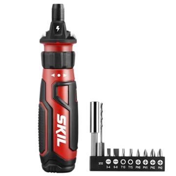SKIL 4V Cordless Screwdriver with 9 Bits - Red