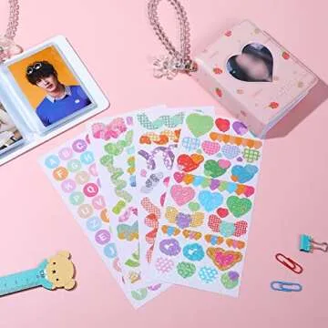 2 Pcs 3 Inch Kpop Photocard Holder Book Mini Photo Photocard Album Collect Book Kpop Photocard Binder 40 Pockets with Cute Decorative Stickers and Bracelet Photo Card Holders (Cute Style)