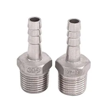 Stainless Steel 3/8" Hose Barb x 1/2" NPT Fittings