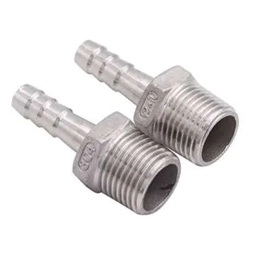 Stainless Steel 3/8" Hose Barb x 1/2" NPT Fittings