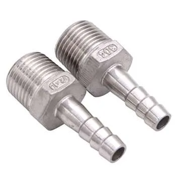 Stainless Steel 3/8" Hose Barb x 1/2" NPT Fittings