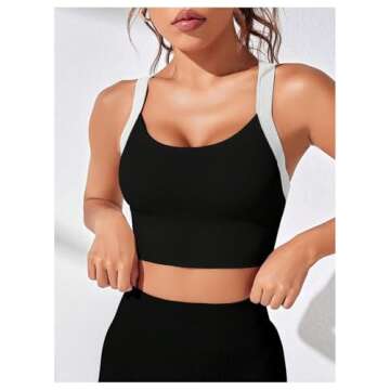 SHENHE Women's Criss Cross Back Workout Yoga Crop Tank Top Sports Bra Fitness Shirt Black and White ...