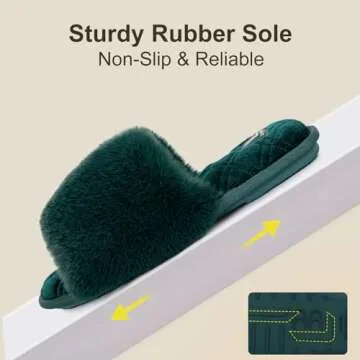 LongBay Cozy Faux Fur Memory Foam Slide Slippers